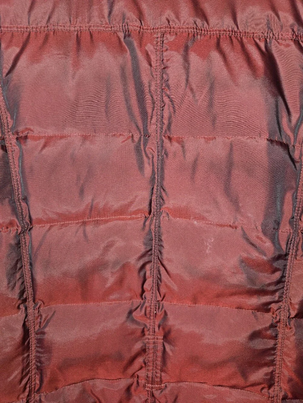Michael Kors Quilted Puffer Mid Iridescent Burgundy High Collar Zip Jacket Sz XL